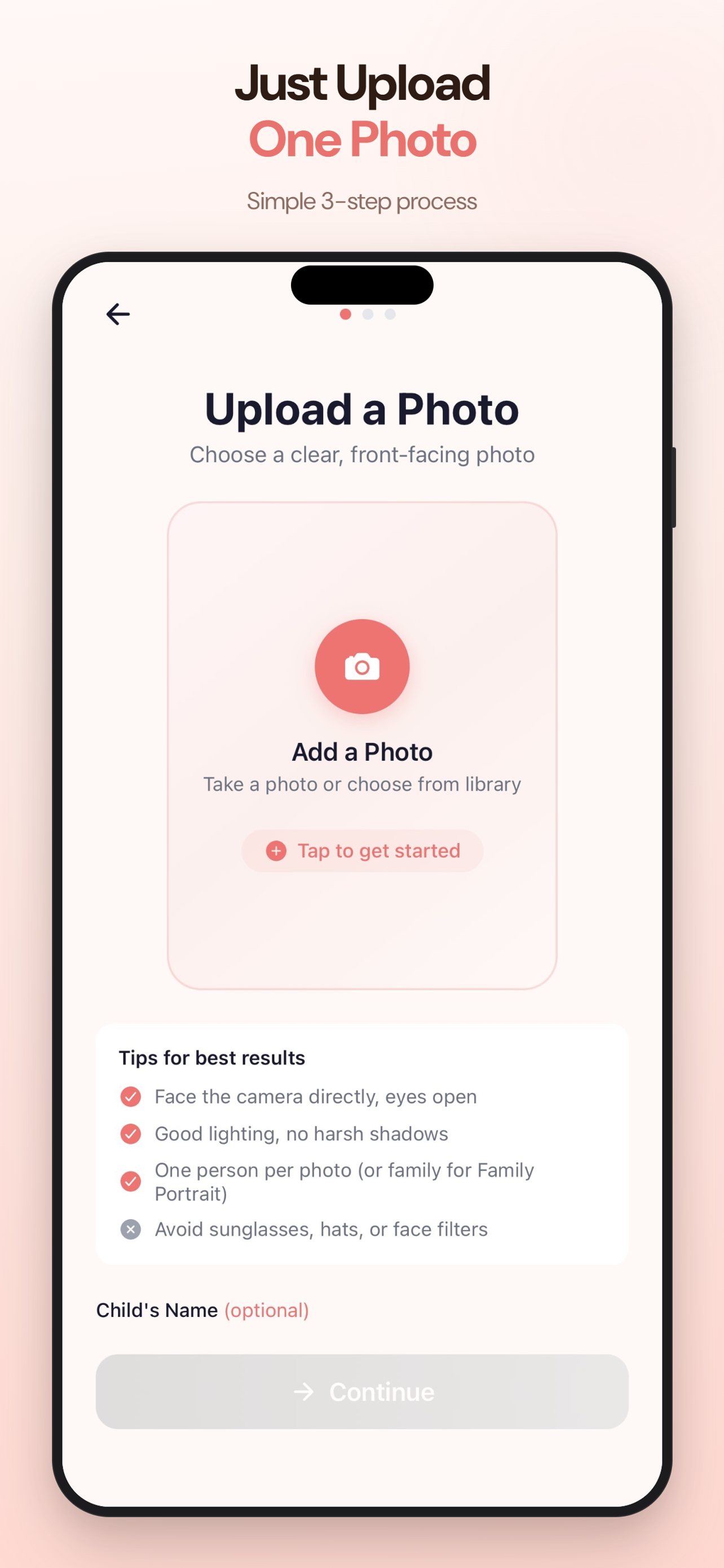 StudioShots confirm and create screen