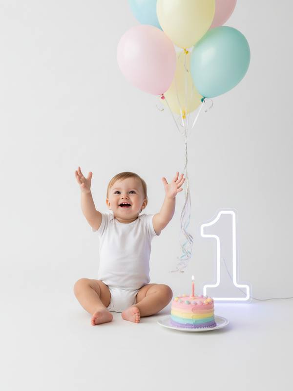 Balloon birthday AI baby portrait