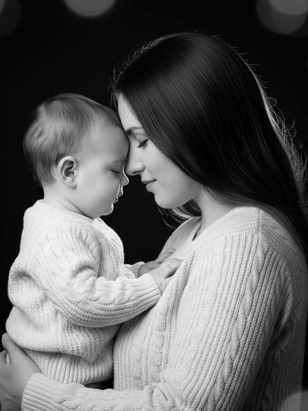 Mother and child AI portrait